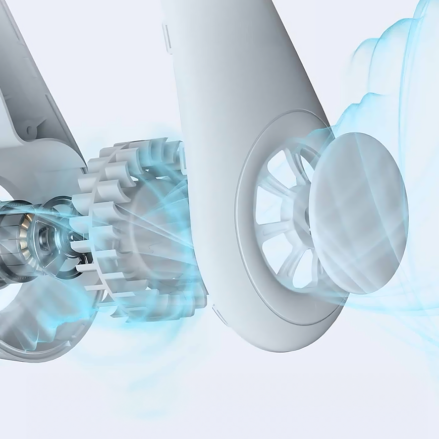 FluxoFan internal turbines pushing out cool air with no blades